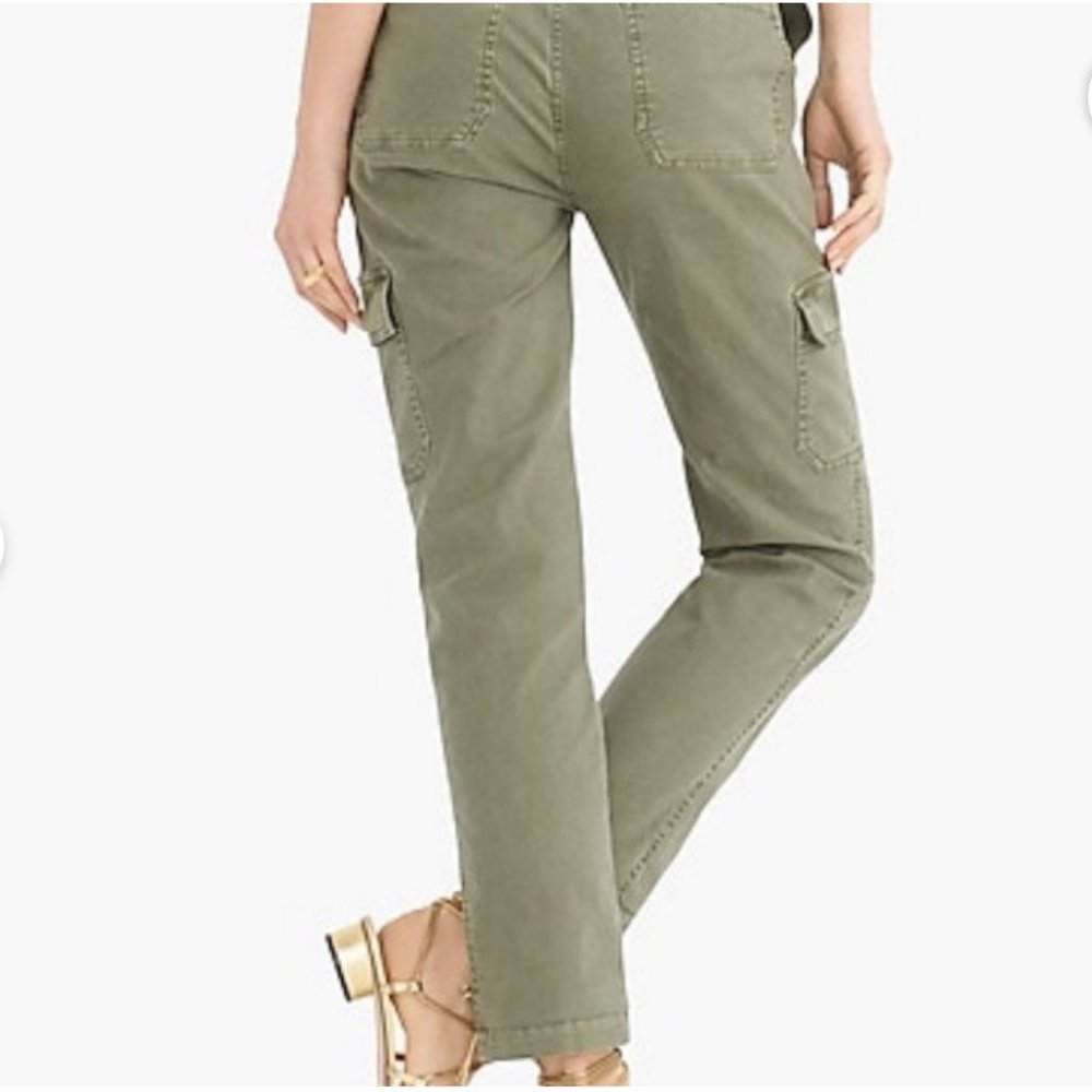 NWOT J. Crew straight leg mid rise cargo green army pant fatigues size 23